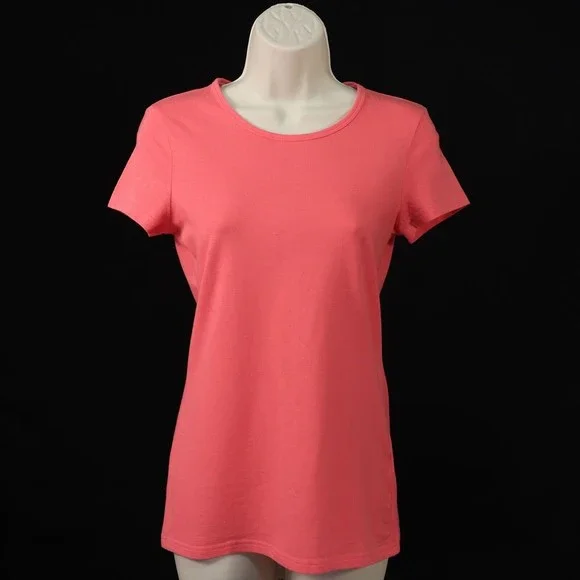 Energie Womens My Favorite Tee T-Shirt L Large Salmon Pink Stretch Short Sleeve - Picture 1 of 8